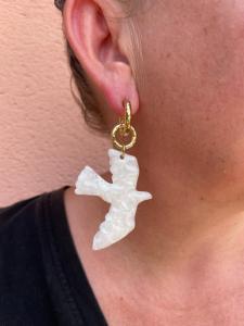 Boucles Hirondelle blanc doré