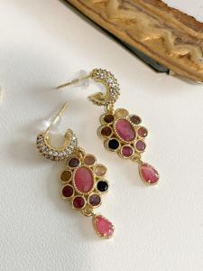 Boucles fleurs Lou pierre doré