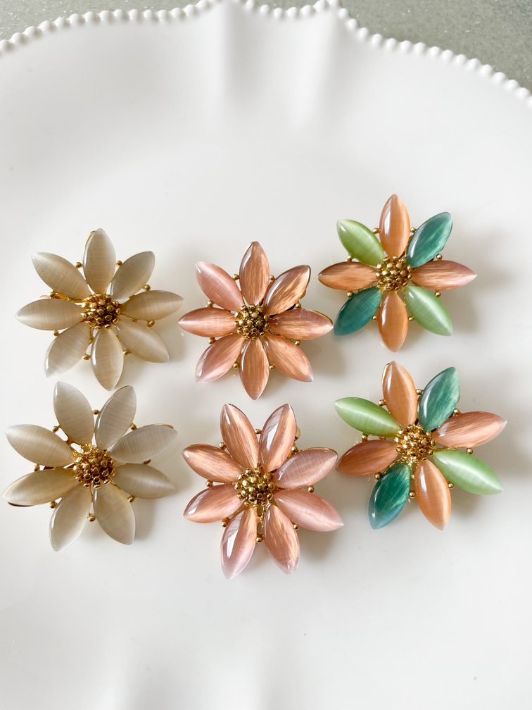 boucles Clip fleur multi doré