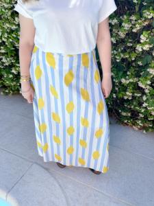 Jupe rayée bleu ciel citron 36/40