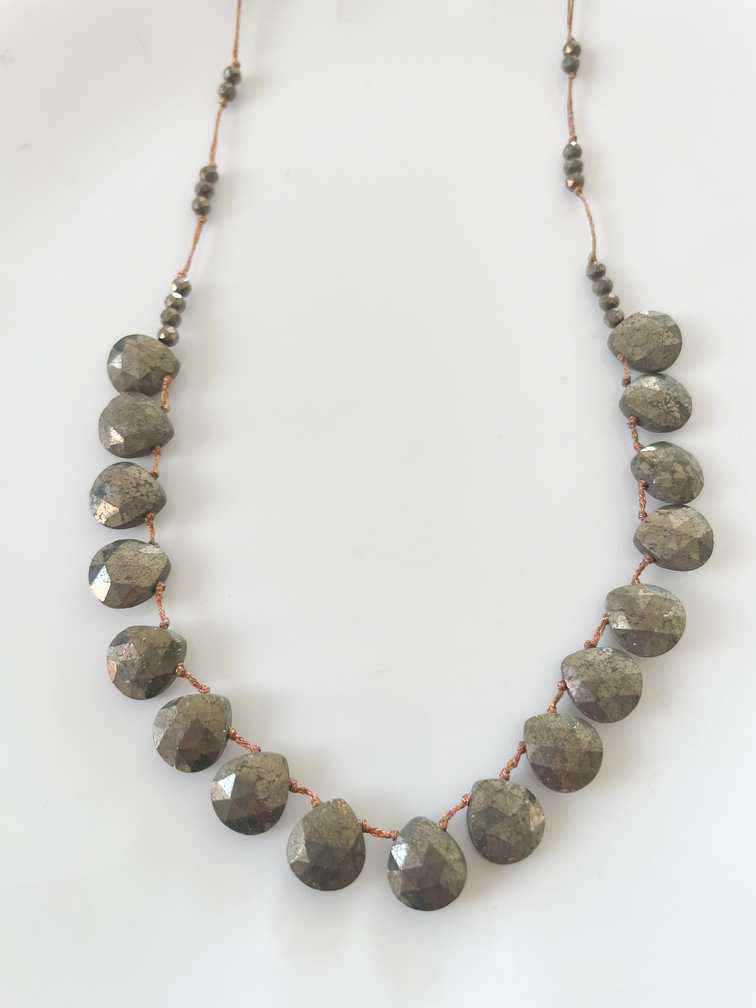 Collier Garbo amazonite gris doré