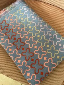 Foulard étole fleurs bleu