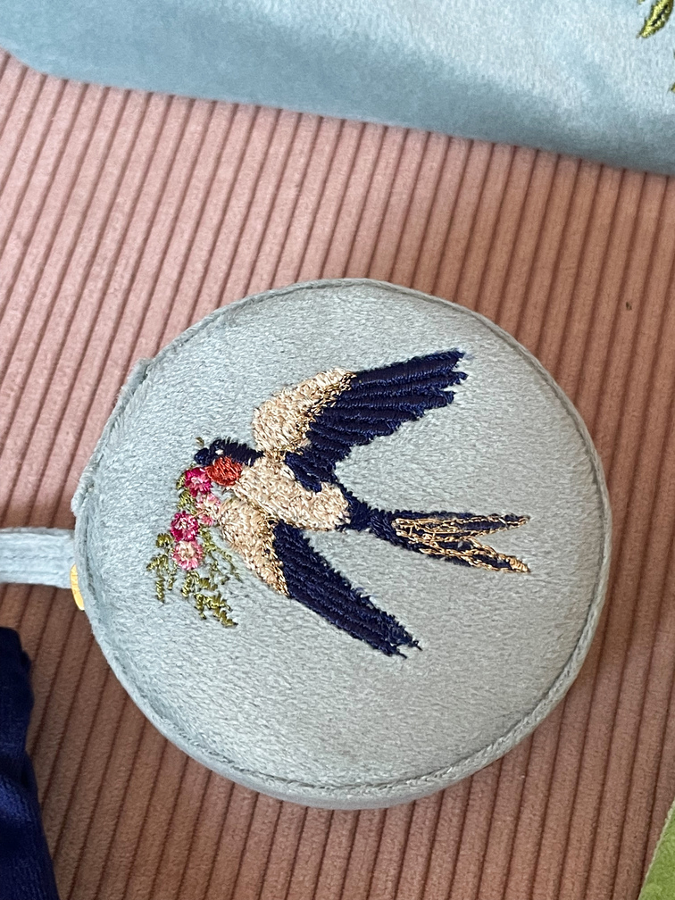 boite à bijoux oiseau brodé