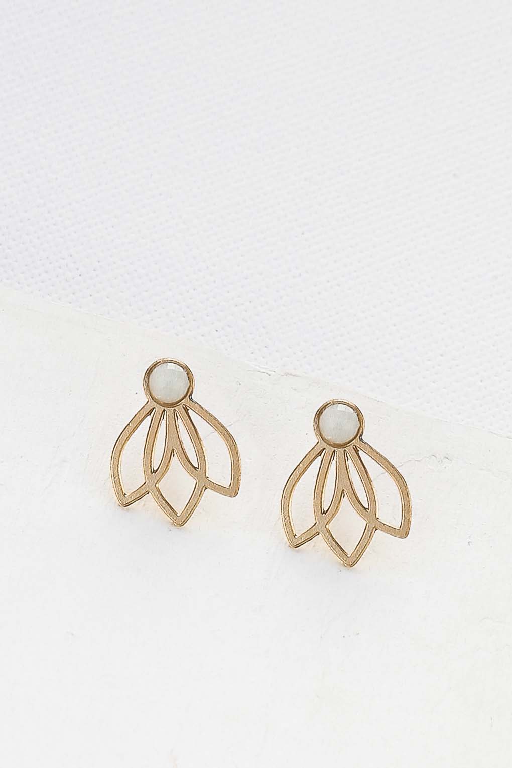 boucles Lotus puce vert doré de Shlomit Ofir