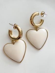 boucles Léa coeur beige doré