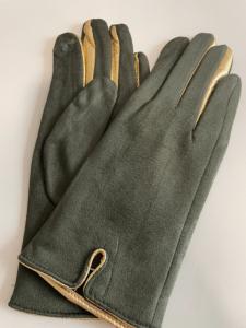 gants tactiles kaki doré