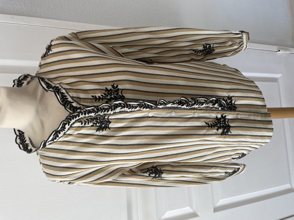 Chemise rayée beige brodée 36/38