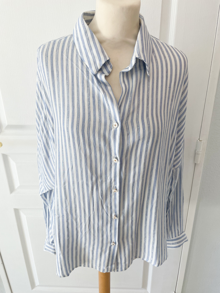 Chemise rayée bleu argenté 40/42