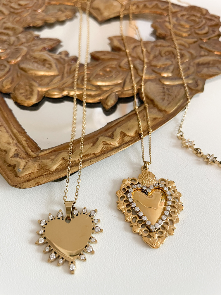 Collier coeur Biba doré