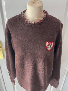 Pull liberty coeur marron taille unique