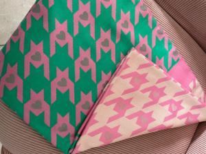 Foulard étole coeurs vert rose