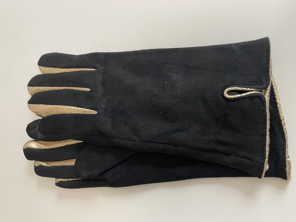 gants tactiles noirs doré