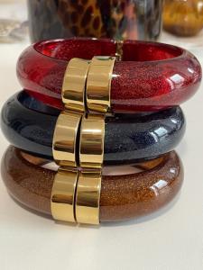 bracelet Edith bleu marine paillettes doré